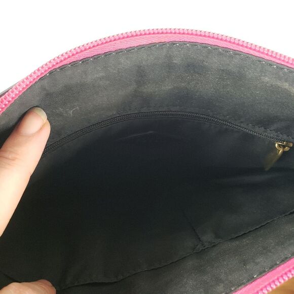 Women's Fossil Boho Pink Black Poka Dot Crossbody Purse - Picture 7 of 10